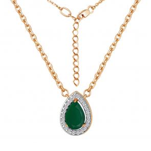 Колье из золочёного серебра AQUAMARINE с фианитом и агатом А7381209А-п фото