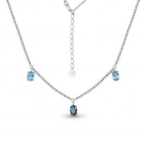 Серебряное колье AQUAMARINE с топазом и Лондон топазом А7382462 фото