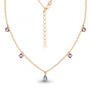 Колье из золочёного серебра AQUAMARINE с топазом и аметистом А7382730-п фото