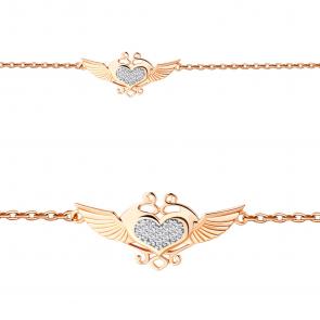 Браслет из золочёного серебра AQUAMARINE с фианитом А74143А-п фото