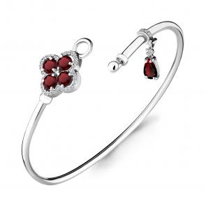 Серебряный браслет AQUAMARINE с фианитом и гранатом А7438303А фото