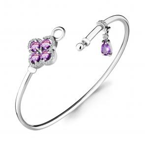 Серебряный браслет AQUAMARINE с фианитом и аметистом А7438304А фото