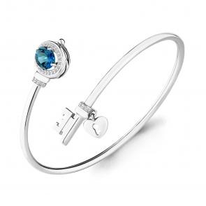 Серебряный браслет AQUAMARINE с фианитом и Лондон топазом А7438408А фото