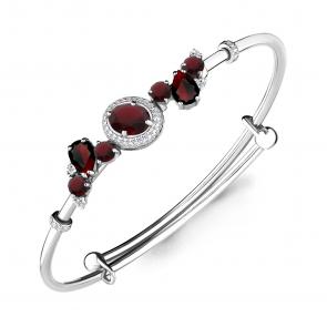Серебряный браслет AQUAMARINE с фианитом и гранатом А7438703А фото
