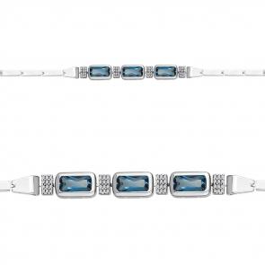Серебряный браслет AQUAMARINE с фианитом и Лондон топазом А7443493А фото