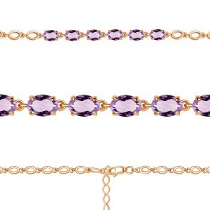 Браслет из золочёного серебра AQUAMARINE с аметистом А7446804-п фото