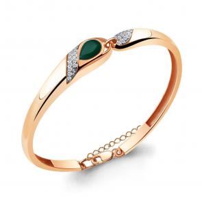 Браслет из золочёного серебра AQUAMARINE с фианитом и агатом А7449709А-п фото