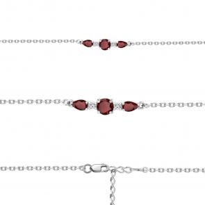 Серебряный браслет AQUAMARINE с фианитом и гранатом А7460903А фото