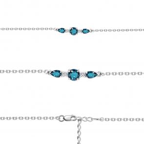 Серебряный браслет AQUAMARINE с фианитом и Лондон топазом А7460908А фото
