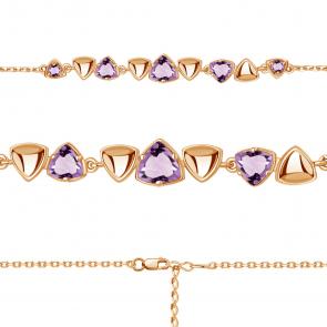 Браслет из золочёного серебра AQUAMARINE с аметистом А7462504-п фото