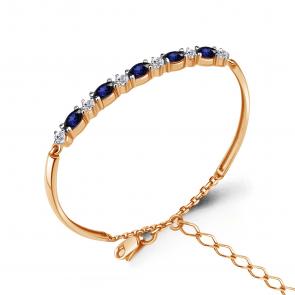 Браслет из золочёного серебра AQUAMARINE с фианитом и гидротермальным сапфиром А74639АБ-п фото