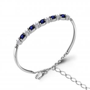 Серебряный браслет AQUAMARINE с фианитом и гидротермальным сапфиром А74639АБ фото
