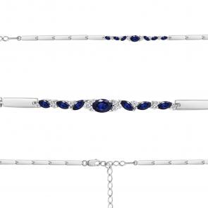 Серебряный браслет AQUAMARINE с фианитом и гидротермальным сапфиром А74667АБ фото