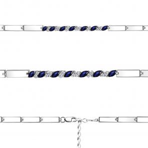 Серебряный браслет AQUAMARINE с фианитом и гидротермальным сапфиром А74668АБ фото