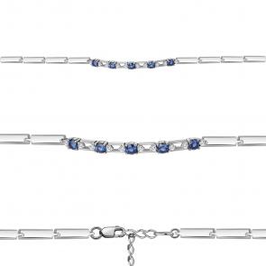 Серебряный браслет AQUAMARINE с фианитом и гидротермальным сапфиром А74669АБ фото