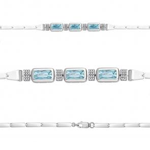 Серебряный браслет AQUAMARINE с фианитом и турмалином А7475088А фото