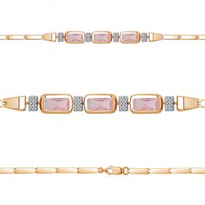 Браслет из золочёного серебра AQUAMARINE с фианитом и морганитом А7475090А-п фото