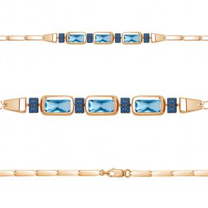 Браслет из золочёного серебра AQUAMARINE с топазом и гидротермальным сапфиром А7475092Б-п фото
