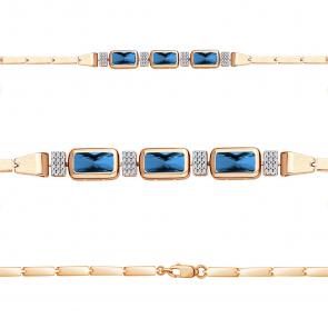 Браслет из золочёного серебра AQUAMARINE с фианитом и Лондон топазом А7475093А-п фото