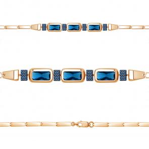 Браслет из золочёного серебра AQUAMARINE с гидротермальным сапфиром и Лондон топазом А7475093Б-п фото