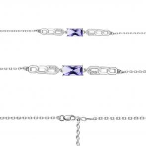 Серебряный браслет AQUAMARINE с фианитом и танзанитом А74757603А фото