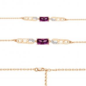 Браслет из золочёного серебра AQUAMARINE с фианитом и аметистом А7475784А-п фото