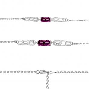 Серебряный браслет AQUAMARINE с фианитом и аметистом А7475784А фото