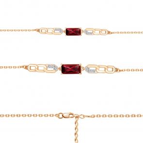 Браслет из золочёного серебра AQUAMARINE с фианитом и гранатом А7475785А-п фото