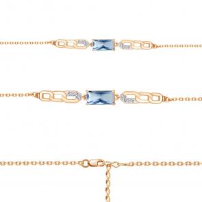 Браслет из золочёного серебра AQUAMARINE с фианитом и турмалином А7475788А-п фото