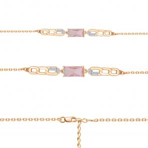 Браслет из золочёного серебра AQUAMARINE с фианитом и морганитом А7475790А-п фото