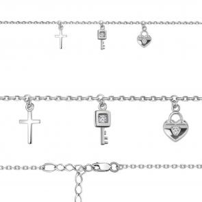 Серебряный браслет на ногу AQUAMARINE с фианитом А74765А фото