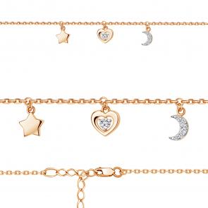 Браслет на ногу из золоченого серебра AQUAMARINE с фианитом А74766А-п фото