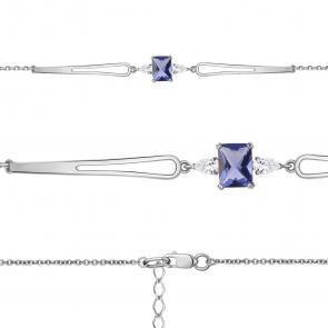 Серебряный браслет AQUAMARINE с фианитом и танзанитом А74768603 фото