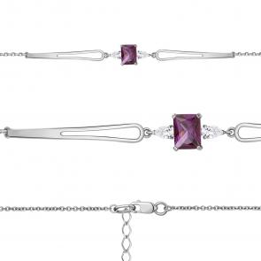 Серебряный браслет AQUAMARINE с фианитом и аметистом А7476884 фото