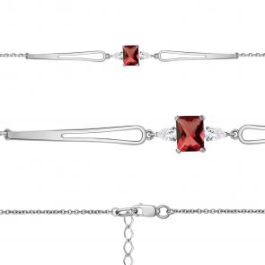 Серебряный браслет AQUAMARINE с фианитом и гранатом А7476885 фото