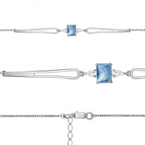 Серебряный браслет AQUAMARINE с топазом и фианитом А7476892 фото
