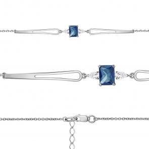 Серебряный браслет AQUAMARINE с фианитом и Лондон топазом А7476893 фото