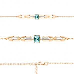 Браслет из золочёного серебра AQUAMARINE с фианитом и турмалином А7477288А-п фото