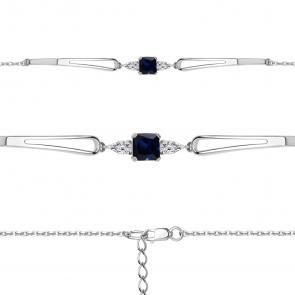 Серебряный браслет AQUAMARINE с фианитом и гидротермальным сапфиром А74774Н фото