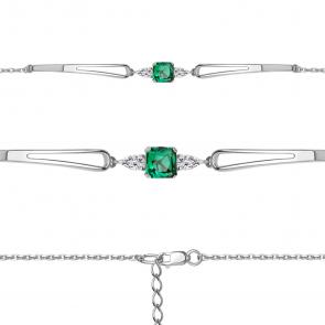 Серебряный браслет AQUAMARINE с фианитом и гидротермальным изумрудом А74774П фото