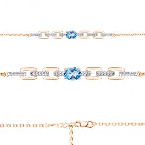 Браслет из золочёного серебра AQUAMARINE с топазом и фианитом А7477705А-п фото