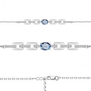 Серебряный браслет AQUAMARINE с топазом и фианитом А7477705А фото
