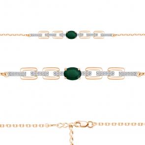 Браслет из золочёного серебра AQUAMARINE с фианитом и агатом А7477709А-п фото