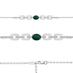 Серебряный браслет AQUAMARINE с фианитом и агатом А7477709А фото