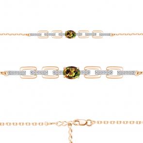 Браслет из золочёного серебра AQUAMARINE с фианитом и султанитом А7477719А-п фото