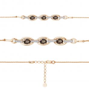 Браслет из золочёного серебра AQUAMARINE с фианитом и кварцем А7477801А-п фото