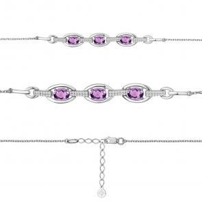 Серебряный браслет AQUAMARINE с фианитом и аметистом А7477804А фото