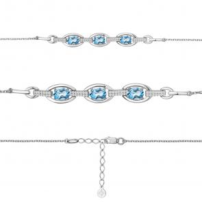 Серебряный браслет AQUAMARINE с топазом и фианитом А7477805А фото