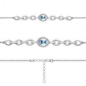 Серебряный браслет AQUAMARINE с топазом и фианитом А7477905А фото