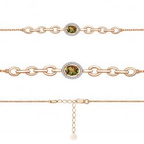 Браслет из золочёного серебра AQUAMARINE с фианитом и султанитом А7477919А-п фото